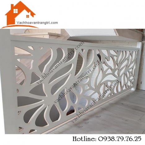 Vách ngăn hoa văn cầu thang cnc bằng gỗ không chiếm diện tích