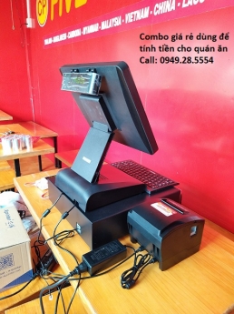 Thanh lý trọn bộ may Pos cảm ứng tính tiền cho quán ăn tại Trà Vinh