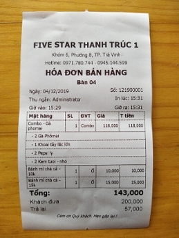 Thanh lý trọn bộ may Pos cảm ứng tính tiền cho quán ăn tại Trà Vinh