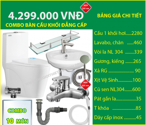 Combo bồn cầu giá rẻ 4.699.000 vnd, Thiết Bị Vệ Sinh Giá Cực rẻ