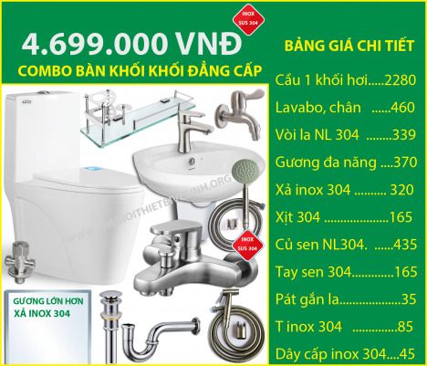 Combo bồn cầu giá rẻ 4.699.000 vnd, Thiết Bị Vệ Sinh Giá Cực rẻ