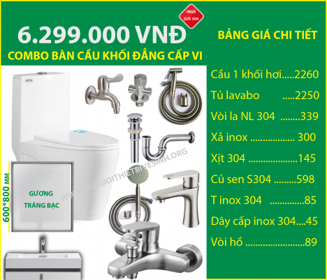 Combo bồn cầu giá rẻ 4.699.000 vnd, Thiết Bị Vệ Sinh Giá Cực rẻ