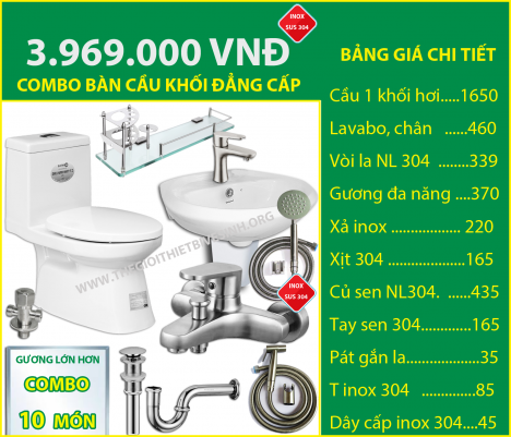 Combo bồn cầu giá rẻ 4.699.000 vnd, Thiết Bị Vệ Sinh Giá Cực rẻ