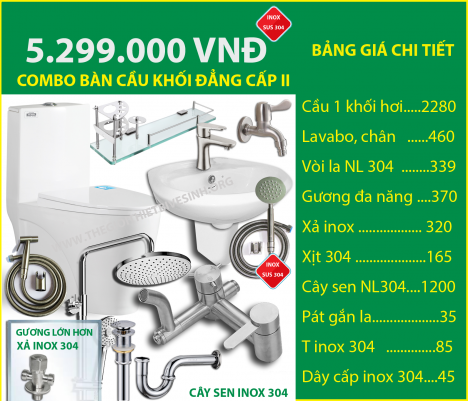 Combo bồn cầu giá rẻ 4.699.000 vnd, Thiết Bị Vệ Sinh Giá Cực rẻ