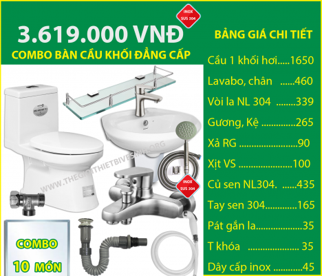 Combo bồn cầu giá rẻ 4.699.000 vnd, Thiết Bị Vệ Sinh Giá Cực rẻ