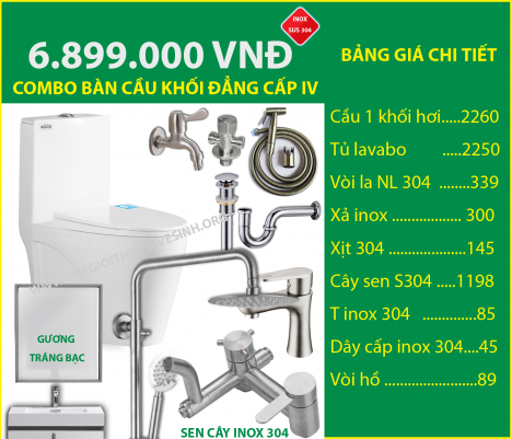 Combo bồn cầu giá rẻ 4.699.000 vnd, Thiết Bị Vệ Sinh Giá Cực rẻ