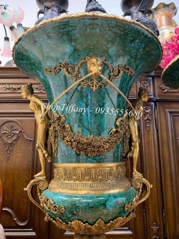 Cặp bình đá Malachite xuất xứ Bỉ