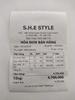 Shop thời trang lắp đặt máy tính tiền giá rẻ tại Cần Thơ