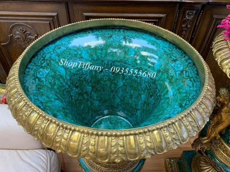 Cặp bình đá Malachite xuất xứ Bỉ