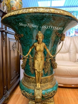 Cặp bình đá Malachite xuất xứ Bỉ