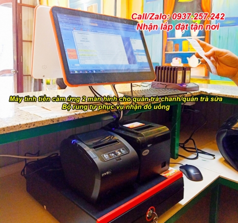 MÁY TÍNH TIỀN CẢM ỨNG 2 MÀN HÌNH CHO QUÁN TRÀ CHANH TẠI QUẢNG NINH