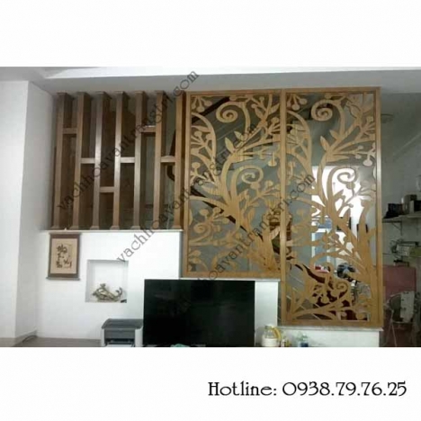 Lam gỗ trang trí đẹp kết hợp với vách ngăn  cầu thang mới lạ