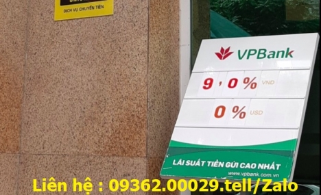 Biển thông báo lãi suất cho hệ thống ngân hàng