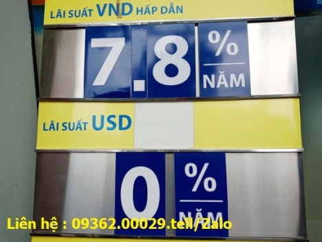 Biển thông báo lãi suất cho hệ thống ngân hàng