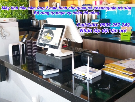 MÁY TÍNH TIỀN CẢM ỨNG 2 MÀN HÌNH CHO QUÁN TRÀ CHANH TẠI CAO LÃNH
