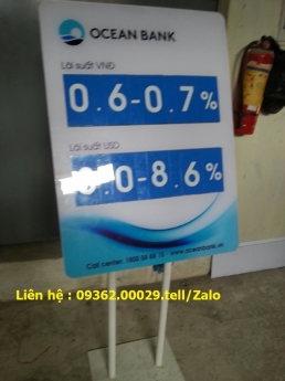 Biển thông báo lãi suất cho hệ thống ngân hàng