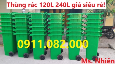 Xả kho cuối năm thùng rác 120 lít 240 lít 660 lít giá rẻ- Thùng rác giá rẻ tại đồng tháp- lh 0911.08