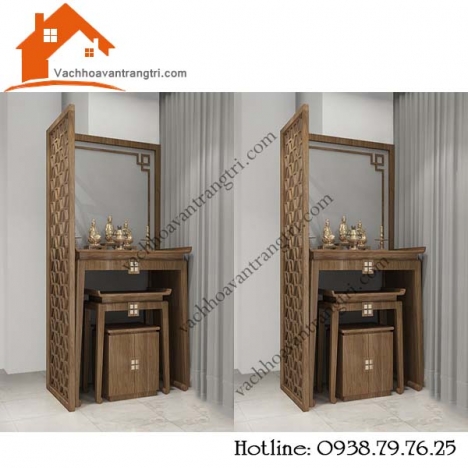 Cực phẩm với mẫu vách ngăn phòng thờ kết hợp bàn thờ độc lạ