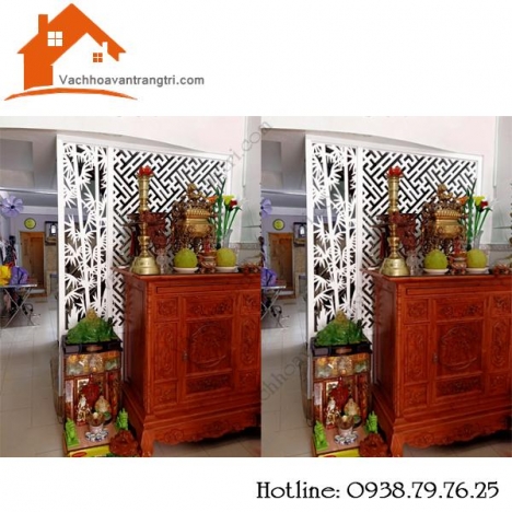 Cực phẩm với mẫu vách ngăn phòng thờ kết hợp bàn thờ độc lạ