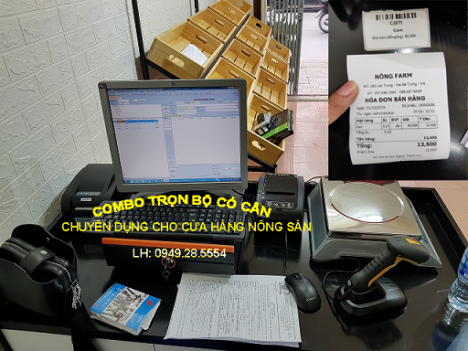 Trọn bộ thiết bị với cân điện tử cho cửa hàng nông sản tại Hà Nội