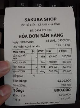 Combo máy tính tiền cho shop thời trang, cửa hàng thể thao tại Kiên Giang giá rẻ 