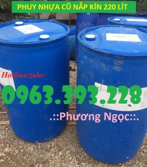 Phuy nhựa 220 Lít nắp kín đã qua sử dụng, phuy nhựa cũ hai nắp nhỏ