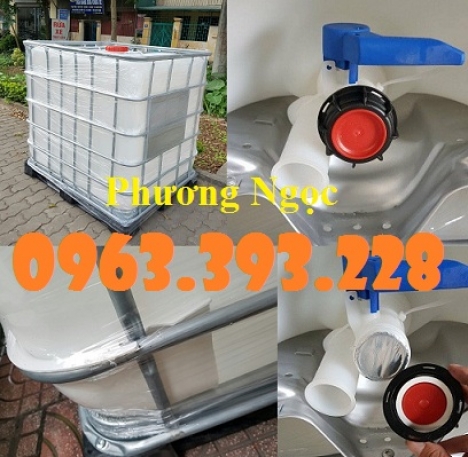 Tank nhựa 1000L, bồn nhựa đựng hóa chất 1 khối,