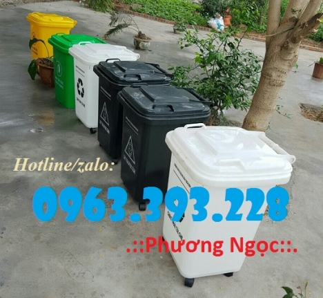 Thùng rác 60 Lít có 4 bánh xe, thùng rác nhựa HDPE, thùng rác 60L nắp kín