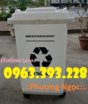 Thùng rác 60 Lít có 4 bánh xe, thùng rác nhựa HDPE, thùng rác 60L nắp kín