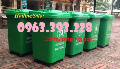 Thùng rác 60 Lít có 4 bánh xe, thùng rác nhựa HDPE, thùng rác 60L nắp kín
