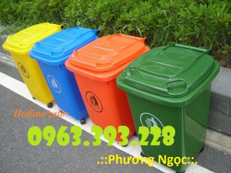 Thùng rác 60 Lít có 4 bánh xe, thùng rác nhựa HDPE, thùng rác 60L nắp kín