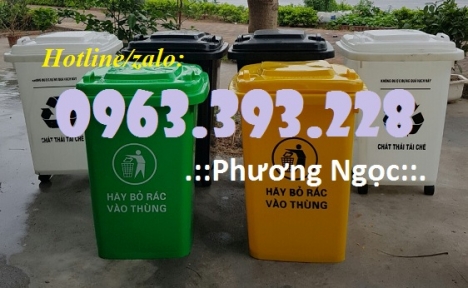 Thùng rác 60 Lít có 4 bánh xe, thùng rác nhựa HDPE, thùng rác 60L nắp kín