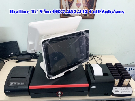 Lắp đặt máy tính tiền cảm ứng 2 màn hình tại Vĩnh Long cho quán trà sữa