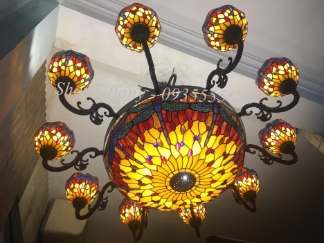 Bộ đèn chùm Tiffany chuồn chuồn cổ