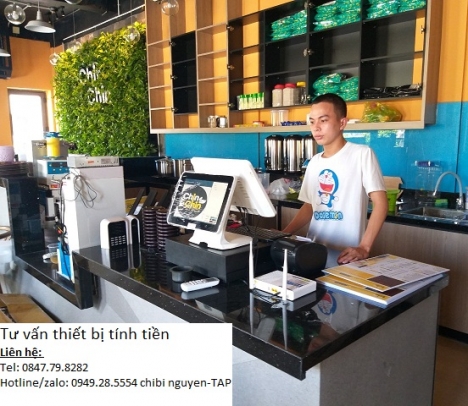 Máy Pos 2 màn hình tính tiền giá rẻ cho tiệm Trà sửa tại Kiên Giang