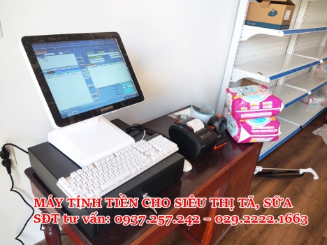 Máy tính tiền cảm ứng cho siêu thị tã, sữa tại VĨNH LONG