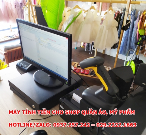 Máy tính tiền cho shop quần áo, mỹ phẩm tại VĨNH LONG