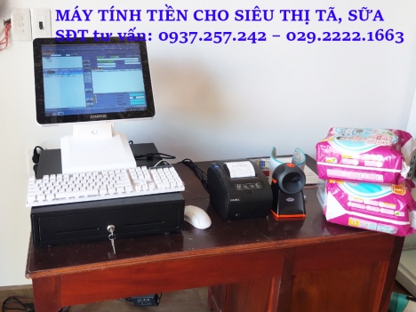 Máy tính tiền cảm ứng cho siêu thị tã, sữa tại VĨNH LONG
