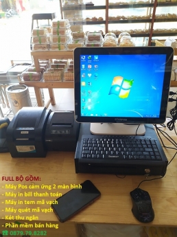 Máy tính tiền cảm ứng 2 màn hình chuyên dùng cho tiệm bánh ngọt