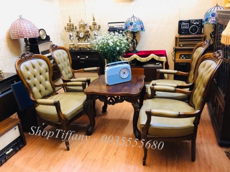 Bộ sofa Pháp cổ da bò