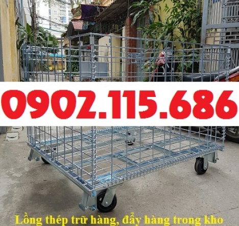 Lồng thép, lồng hàng, lồng đựng hàng, pallet lưới, lồng kéo hàng, lồng thép có bánh xe,