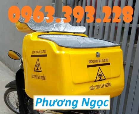 Thùng vận chuyển chất thải nguy hại sau xe máy, thùng chở rác y tế