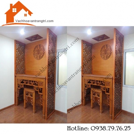 Vách ngăn hoa văn trang trí- vách ngăn phòng thờ bằng gỗ