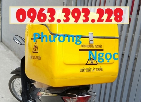 Thùng vận chuyển chất thải nguy hại sau xe máy, thùng chở rác y tế