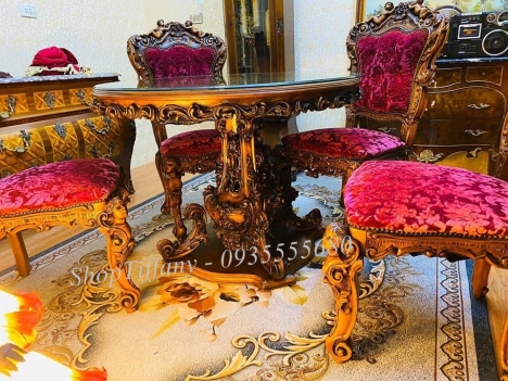 Bộ bàn ghế gỗ nệm nhung