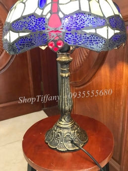 Đôi đèn bàn Tiffany chuồn chuồn đỏ