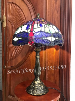 Đôi đèn bàn Tiffany chuồn chuồn đỏ