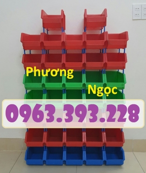 Khay nhựa có tắc kê chống tầng, kệ dụng cụ A6 xếp chồng, khay đựng ốc vít
