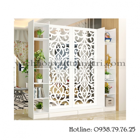 Bức bình phong gỗ đẹp- vách cnc bình phong