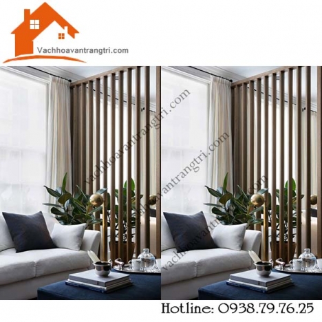 Giá lam gỗ  trang trí phòng khách - đổi mới không gian